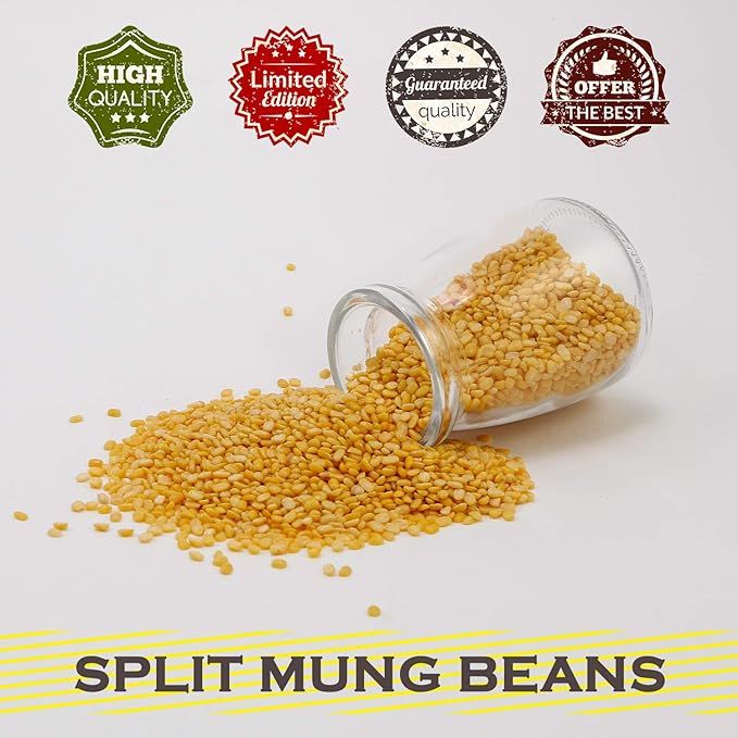 NY SPICE SHOP Split Mung Beans ??1.5 Pound Yellow Mung lentils ??Split Mung Dal (without Skin) ??Moong Dal Beans ??Protein & Fiber Rich lentils - Best for Cooking & kitchar