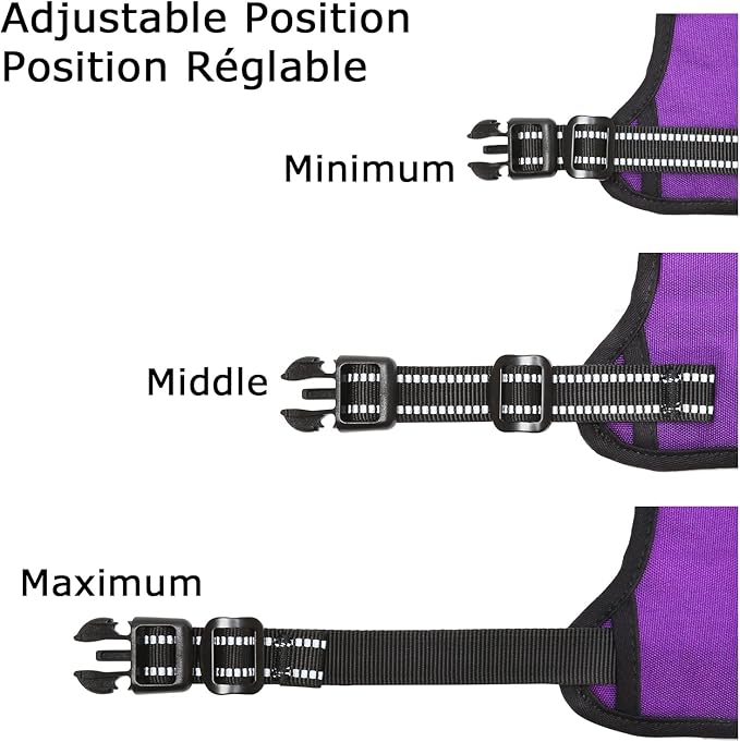 HEELE Dog Harness, No Pull Adjustable Padded Reflective Harness for Small Medium Large Dogs with Handle for Walking Training, Purple, M