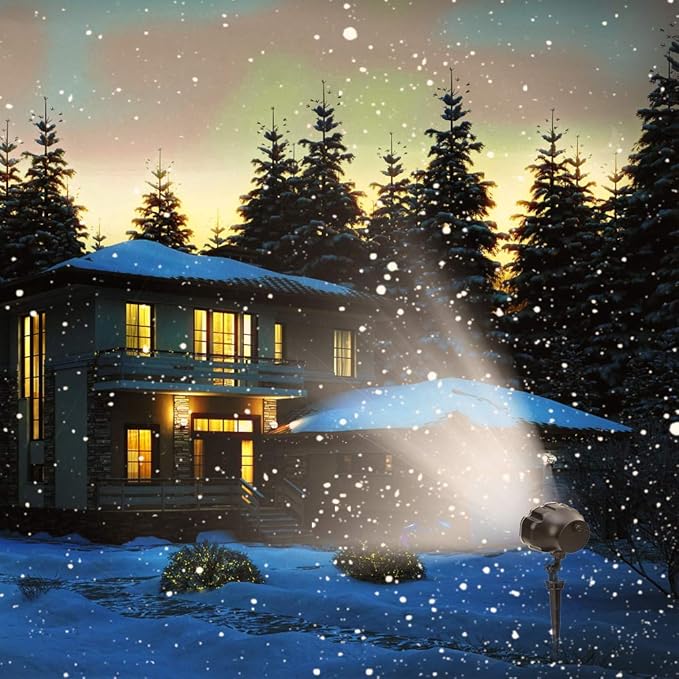 Christmas Snowfall Projector Lights Outdoor,Snow Falling Projector Lamp Dynamic Snow Effect Christmas Dot Decorations Lighting for Xmas House.Garden Yard, Party,Club, Landscape