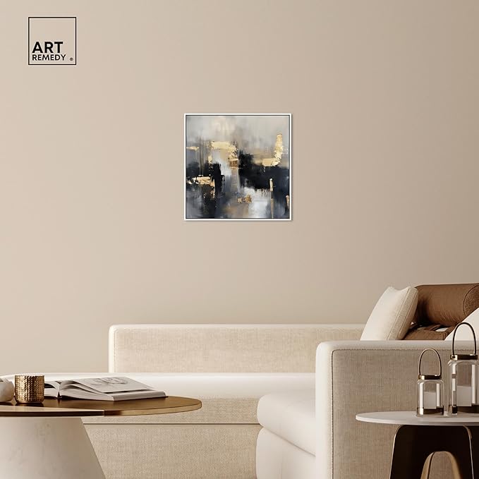 Art Remedy Daring Canvas Colorful Abstract Wall Art, White Frame, 24" x 24"