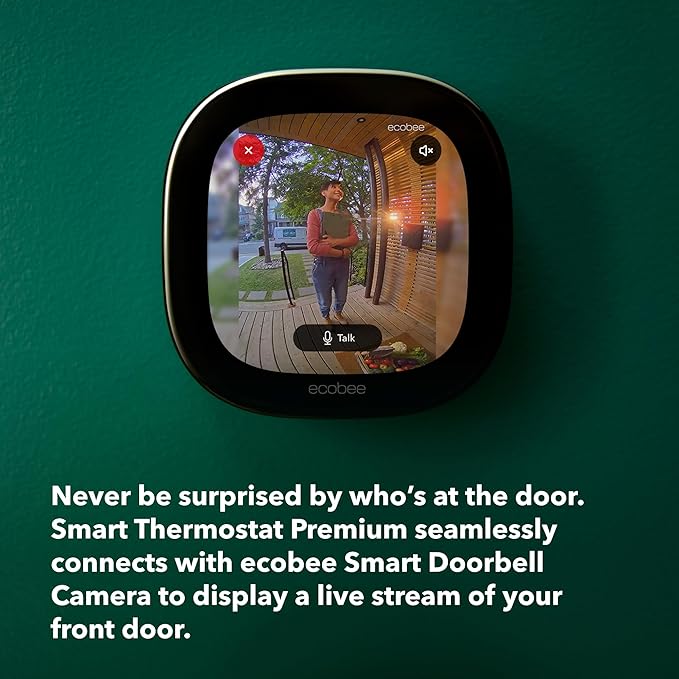 ecobee Smart Thermostat Premium with Smart Sensor and Air Quality Monitor - Programmable Wifi Thermostat - Works with Siri, Alexa, Google Assistant, Black