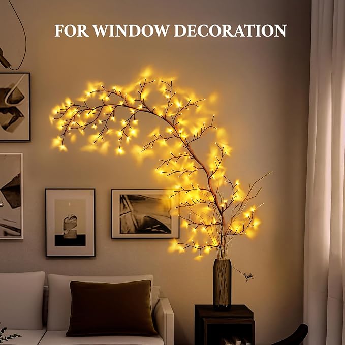 Enchanted Willow Vine Lights for Home Decor with 160LEDs, 8.2FT Wall Decoration Light with 8 Remote Control Modes (Brown)(1PCS)