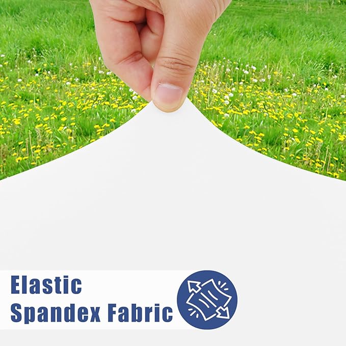 Spandex 4 Foot Rectangle Table Cloth 2 Pack, Elastic Fitted Tablecloths for Picnic, Stretch Washable Patio Table Cover for Outdoor, Camping, Banquet and Parties (White, 24"x48")