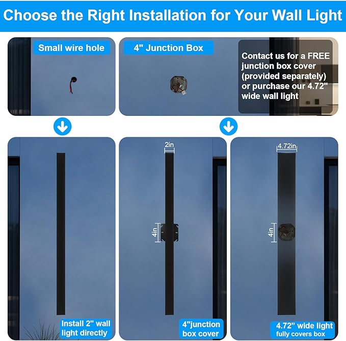 Modern Outdoor Wall Lights - 2pack 23inch Black Exterior Light Fixtures Wall, Porch Lights Outdoor Wall Sconce, Patio Long Strip Wall Light Fixtur Outside for Garage, House