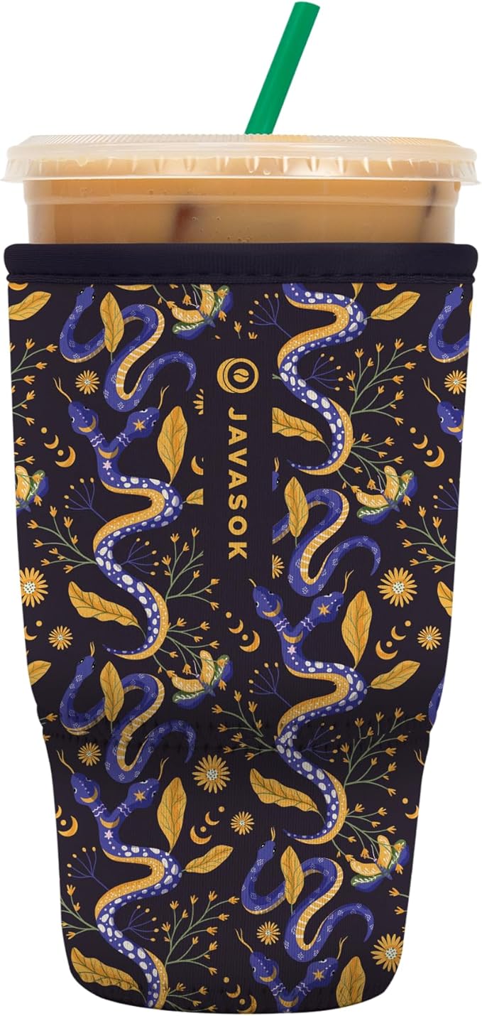 Sok It JavaSok Iced Coffee & Cold Soda Insulated Neoprene Cup Sleeve (Celestial Slither, Large: 30-32oz)