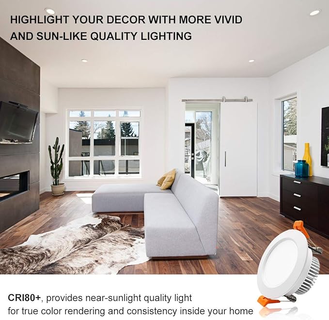 YGS-Tech 3 Inch LED Recessed Lighting, Dimmable Downlight 5W(40W Halogen Equivalent), CRI80, 5000K Daylight White, Ceiling Light with LED Driver(10 Pack)