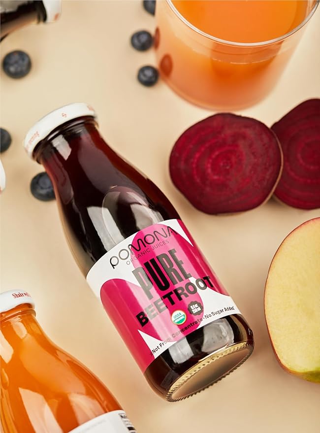 Pomona Organic Cold Pressed Beet Juice, Non-GMO, No Sugar, Gluten Free, Kosher, Preservative Free - Pack of 12, 8.4 oz