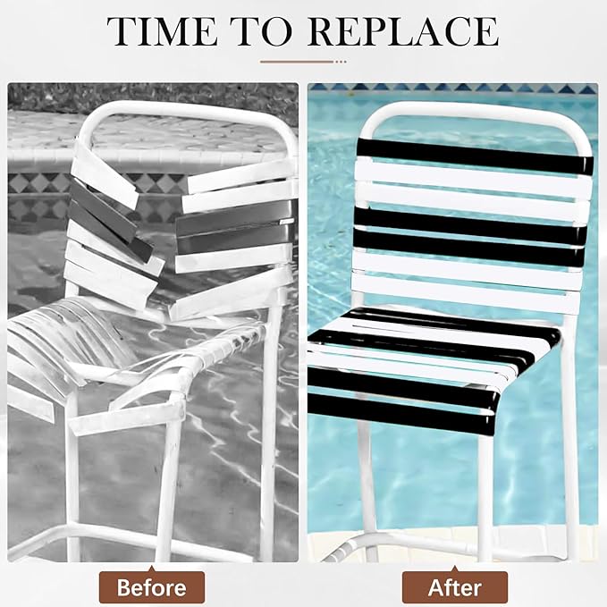 LukLoy 50ft Long Vinyl Straps for Patio Chairs Repair 2" Wide Patio Furniture Replacement Straps, Black
