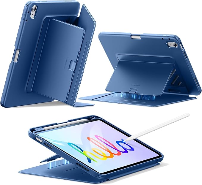 ESR for iPad A16 Case, iPad 11th/10th Generation Case (2025/2022), Vertical Stand Cover, Multi Stand Angles, Ultra-Stable Cover with Pencil Holder, Flip Series, Blue | (2025/2022), Multi Stand Angles, Ultra-Stable Cover, with Pencil Holder, Blue