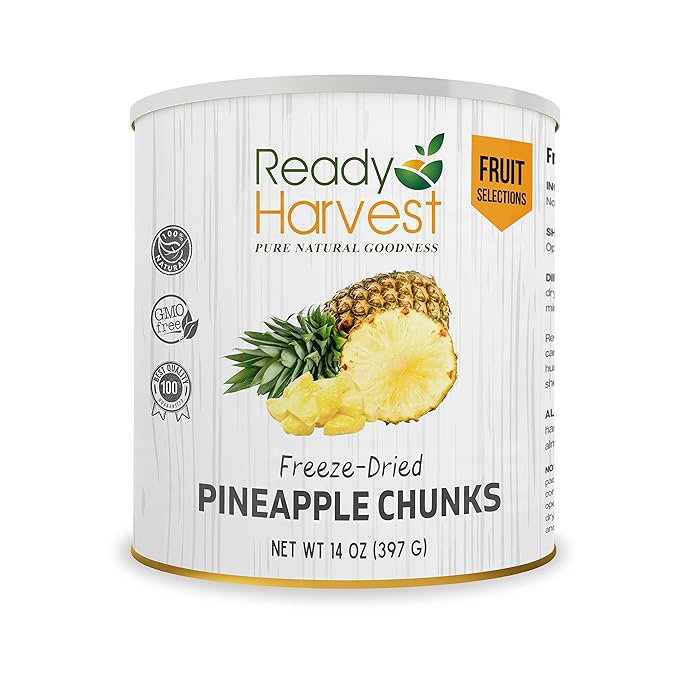 Ready Harvest Freeze Dried Food - Pineapple Chunks | Emergency Storage | Whole Food | #10 Can | 30-Year Shelf Life | Cans Filled to the Top