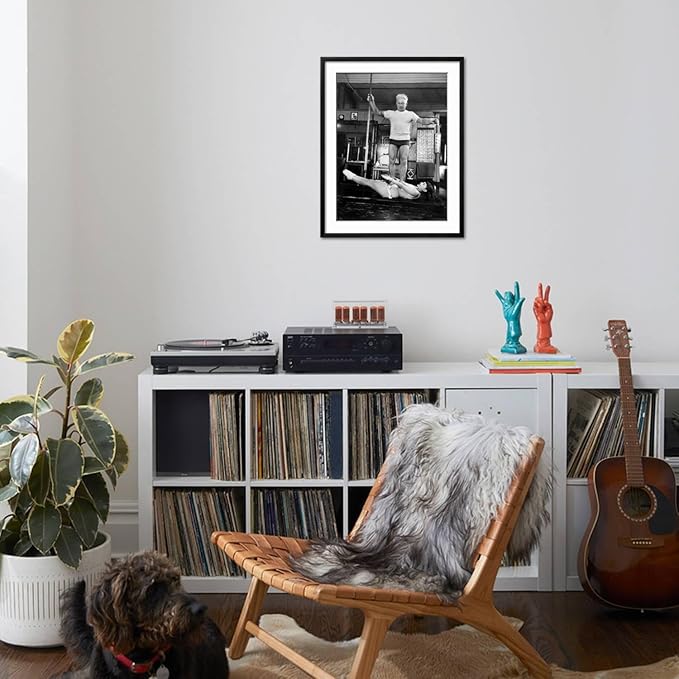 ART.COM Wall Premium Photographic Print Opera Singer Roberta Peters Balancing Her Trainer, Joseph Pilates, on Her Operatic Breadbasket on Black Frame by Michael Rougier, 23" x 29"