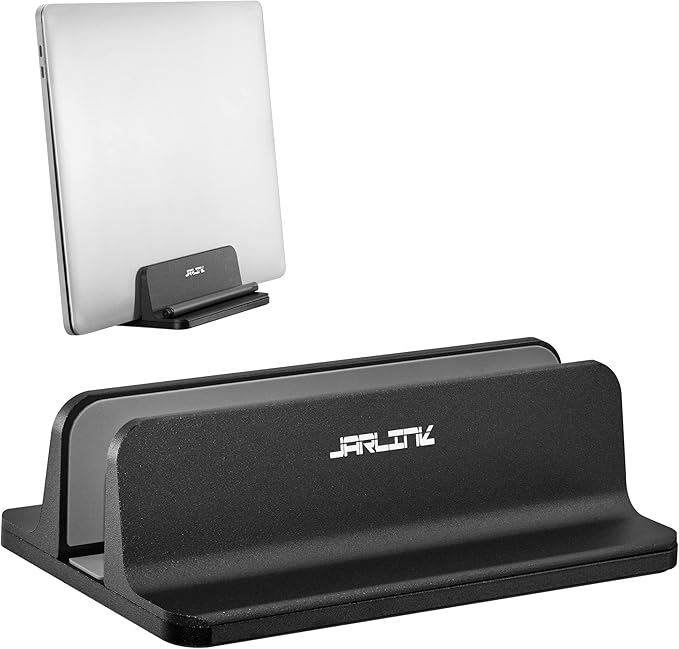JARLINK Vertical Laptop Stand, Aluminum Laptop Holder Desktop Stand with Adjustable Dock Size (up to 17.3 inches) Compatible with All MacBook/Surface/Dell/Gaming Laptops (Black)