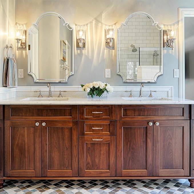 Chende 26" x 38" Arched Decorative Wall Mirror, Living Room Mirror for Decor with Glass Beveled Edge, Modern Bathroom Mirror Above Sink