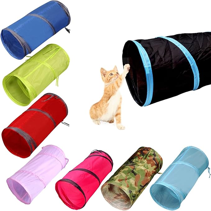 Cat Tunnel for Indoor Cats Interactive, Rabbit Tunnel Toys, Pet Toys Play Tunnels for Cats Kittens Rabbits Puppies Crinkle Collapsible Pop Up Red 20"
