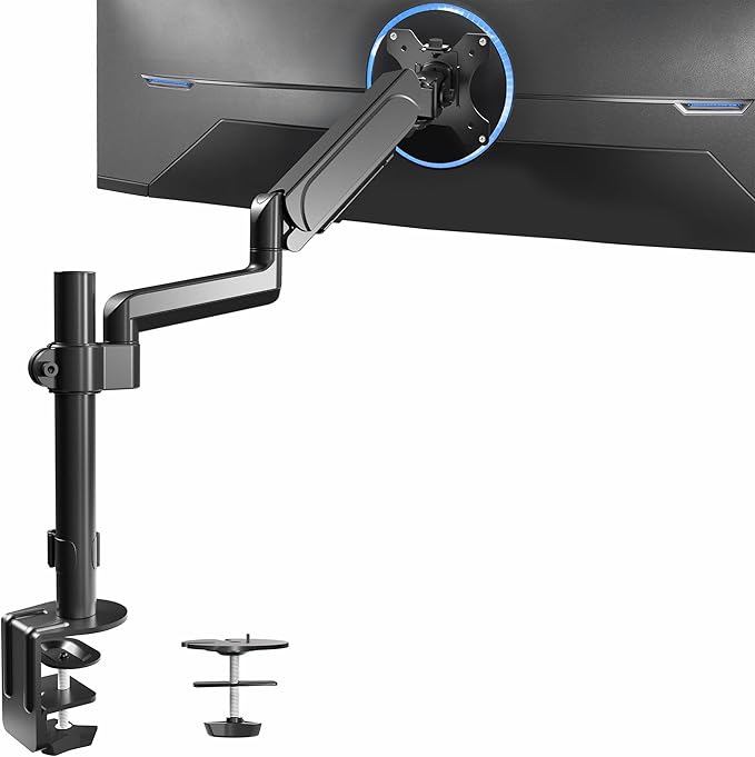 VIVO Single Monitor Arm Mount for 17 to 32 inch Screens - Tension Height Adjustment, Full Articulating Tilt, Swivel, Heavy Duty VESA Stand with Desk C-clamp and Grommet Option STAND-V001K