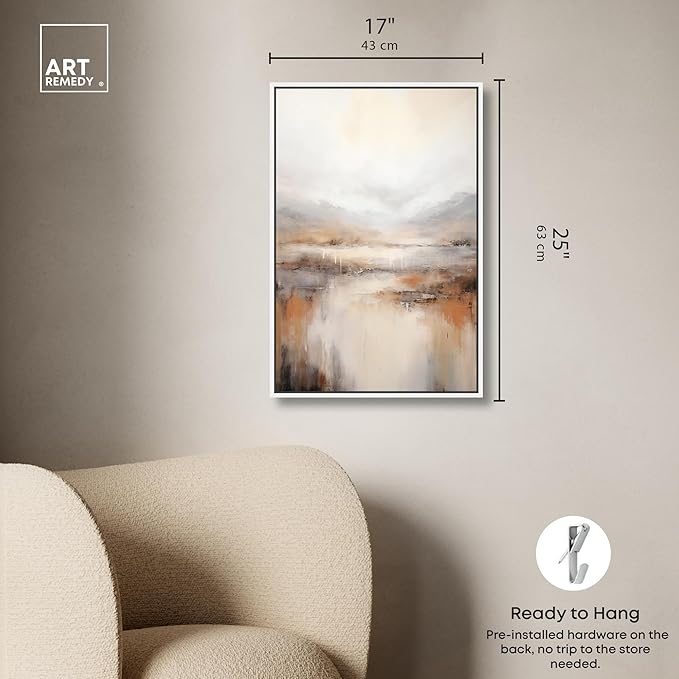 Art Remedy Natural Cascades Canvas Muted Abstract Wall Art, White Frame, 16" x 24"