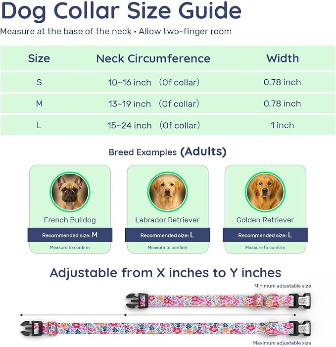 WhoseID Airtag Dog Collar,with Waterproof airtag Holder竊똎riginal Stylish Cute Pattern Design.QR Code ID Buckle竊똂omfortable Soft Cotton for Small Medium Large Dogs