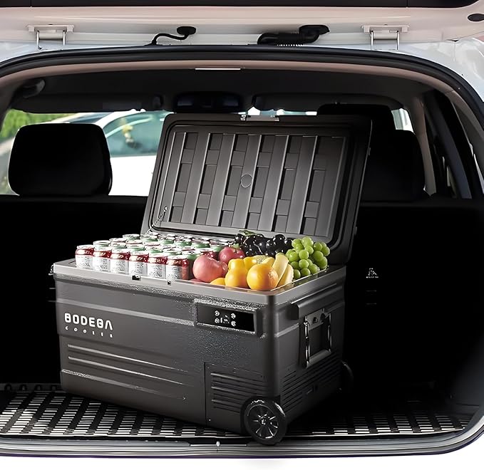 BODEGACOOLER 12 Volt Car Refrigerator,80 Quarts Portable Fridge,75L RV Freezer Single Zone,with APP Control,-4℉-68℉ Car Cooler,12/24V DC & 100-240V AC for Travel, Camping,Outdoor,Truck,SUV
