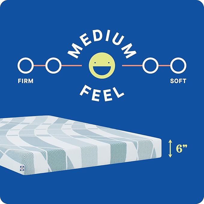Sealy Dreamlife 6” Foam Mattress-in-a-Box, Full, SealyComfort Gel Memory Foam, Surface-Guard Technology, Breathable Comfort