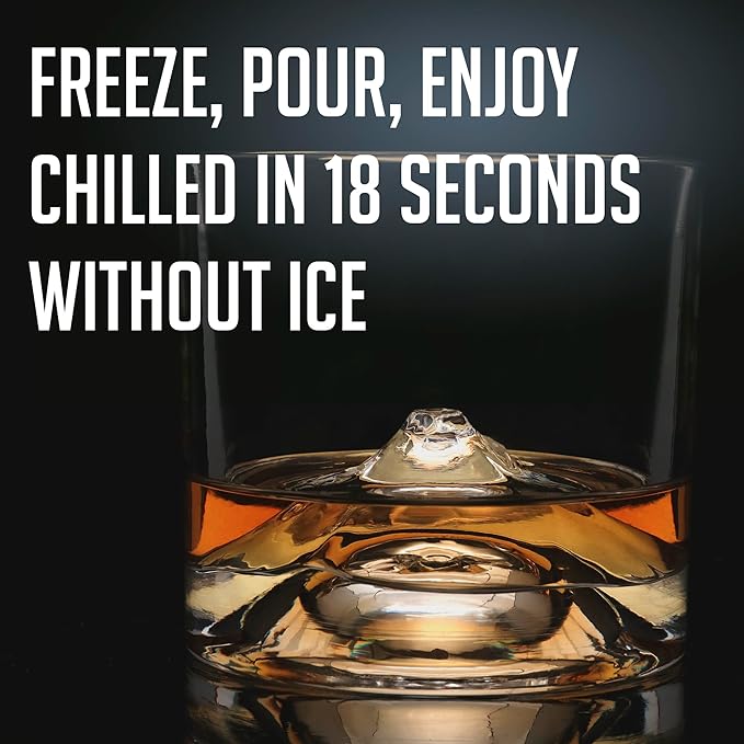 LIITON Mount Fuji Heavy Crystal Whiskey Glasses Gift Set of 2, Thick Freezable Bourbon Glass 1lb Each, Premium Whiskey Gifts for Men, Frozen Crystal Chills Cocktails, 10 oz