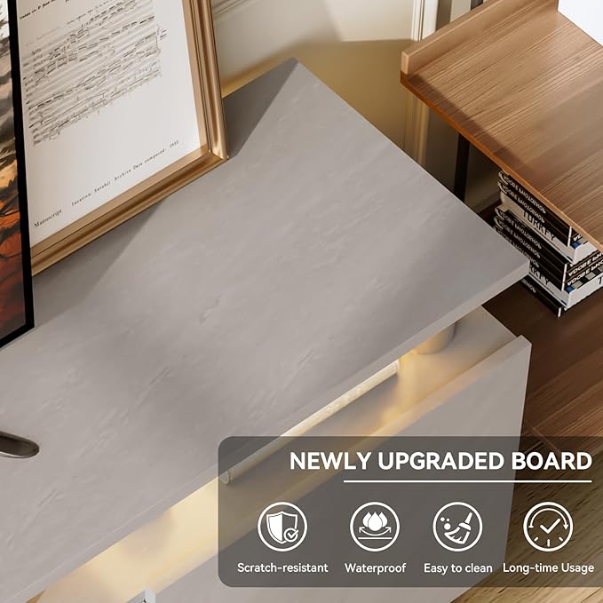 70" TV Stand for Living Room, Entertainment Center with Storage Cabinet, Fits TVs up to 80", Modern Media Console with Shelves, 36" Electric Fireplace (Grey+Black)