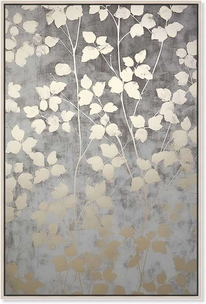 Art Remedy Silvery Gray Garden Canvas Elegant Floral Wall Art, Silver Frame, 10" x 15"