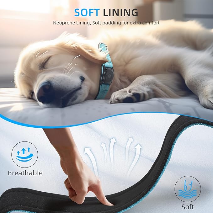 Upgraded AirTag Dog Collar, IP68 Waterproof Air Tag Dog Collar Holder, Reflective, Ultra-Durable, Comfortable Padded, Heavy Duty Dog Collars for Small Medium Large Dogs (XL (15.6"-22"), Blue)