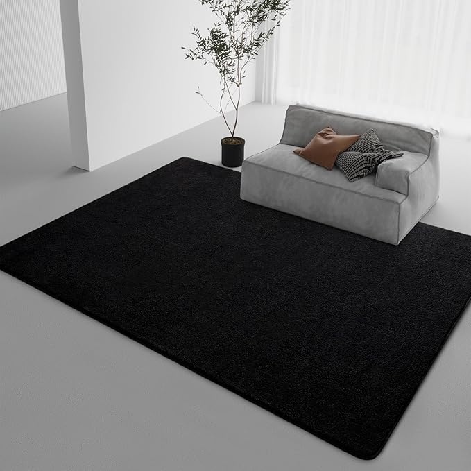 DweIke 4x6 Black Area Rugs for Bedroom, Super Soft Living Room Rug, Thickened Memory-Foam Throw Carpet, Non-Slip and Washable Carpets for Kids Boys Girls Room Dorm Nursery Home Decor