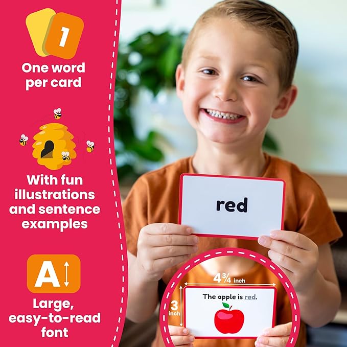 Sight Words Flash Cards Kindergarten – 220 Cards – Sight Words for Toddlers 4 Years – Dolch Sight Words Flash Cards –Pre-K Kinder 1st 2nd 3rd Grade – Sight Word Site Reading Kids Vocabulary Learning