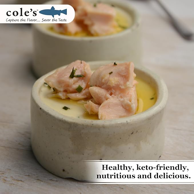 Cole's Patagonian Smoked Salmon Fillet w/Lemon & Dill in Extra Virgin Olive Oil | 3.2 oz Hand-Packed Smoked Salmon Canned | 13g Protein | pack of 10
