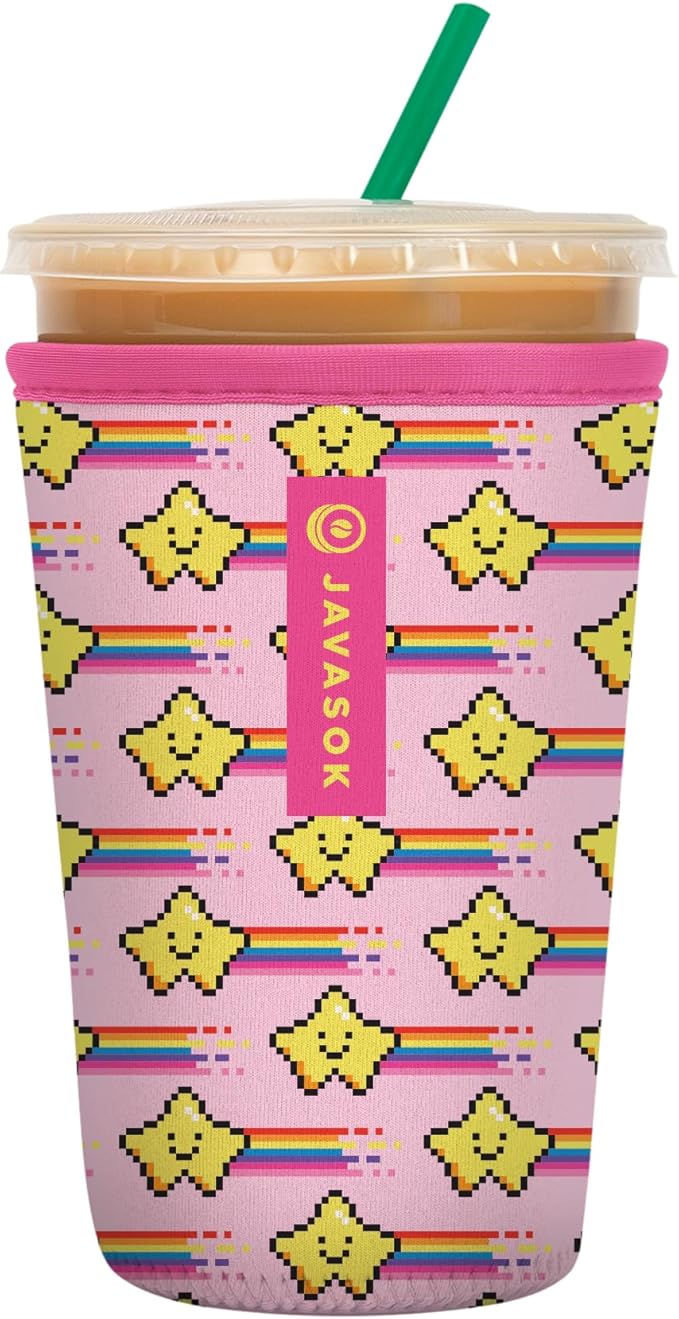 Sok It JavaSok Iced Coffee & Cold Soda Insulated Neoprene Cup Sleeve (Super Star, Medium: 22-28oz)