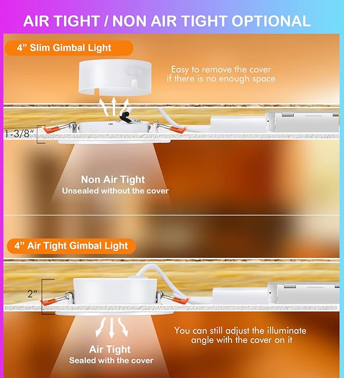 CLOUDY BAY 4 inch Eyeball Smart LED Recessed Light,Color Changing Recessed Lighting,Compatible with Alexa and Google Home Assistant,4 Pack