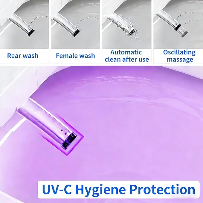 Smart Toilet with Bidet, UV-C Light, Auto Flush, Auto Open&Close, Blackout Flush, Heated Seat, Air Dryer, Modern Elongated Japanese One Piece Bidet for Bathrooms