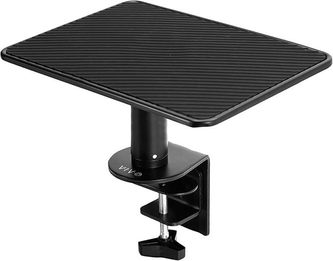 VIVO Clamp-On Universal Height Adjustable Ergonomic Computer Monitor and Laptop Riser, Tabletop Desk Stand, C-Clamp Design, Black, STAND-V000SCB