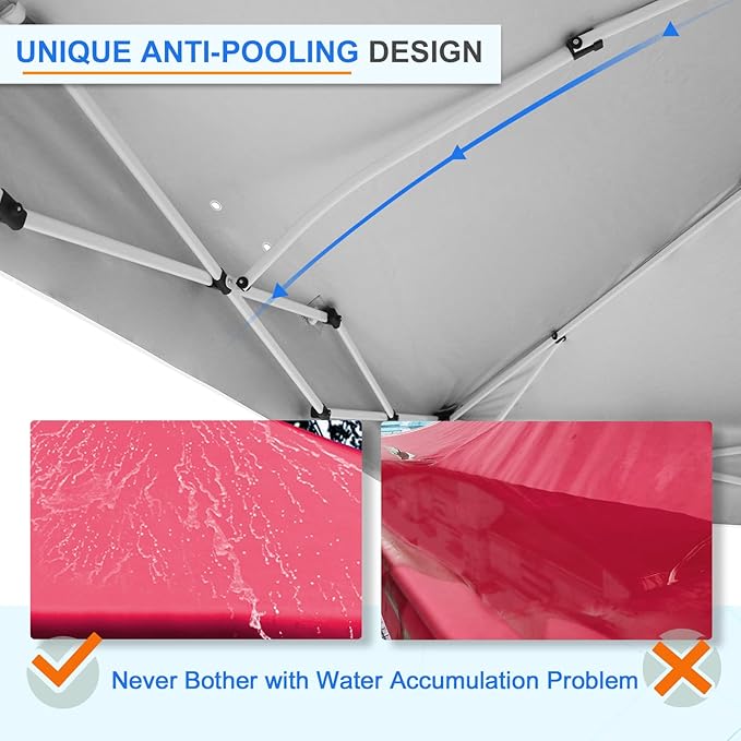 EAGLE PEAK Pop Up Canopy Tent with Wheeled Carry Bag, 8 Stakes, 4 Ropes, 4 Weight Bags, Easy Set Up Tent Canopy, 12x12 ft, 144sqft of Shade, Red