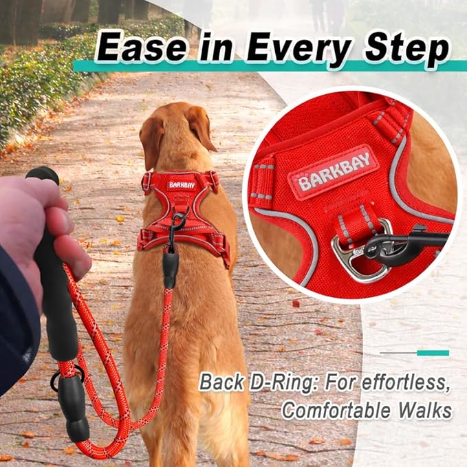 BARKBAY Dog Harness No Pull Mesh for Small Dogs - Adjustable, Reflective, Comfortable, No Choke, Heavy-Duty - Perfect for Outdoor Training, Walking, and Hiking - Strong & Durable - XS & Red Mesh