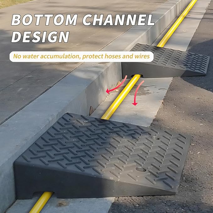 5" Rise 2pack Rubber Curb Ramps for Driveway Doorway Shed Threshold Wheelchair Truck Car Motorcycle Bike Cart Lawn Mowers Angled Step Entry in Ramp 7000lbs Heavy Duty Powersports Loading Ramp