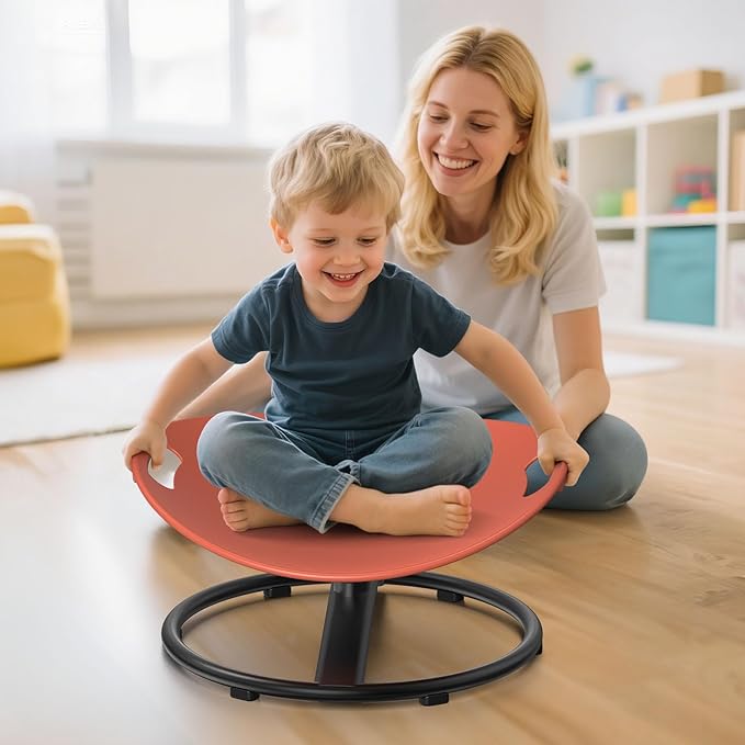 Spinning Chair for Autistic Kids - Safety Handle Sensory Chair for Autistic Children with Non-Slip Design, 3-12 Years Kids Swivel Chairs(Orange)