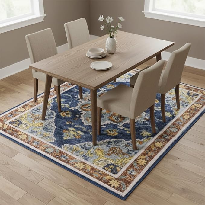 Muddy Mat짰 Mosaic 2ft x 10ft Washable Area Rugs for Living Room, Bedroom & Dining Room ??Modern Soft Low Pile Non Slip Carpet ??Pet Friendly Waterproof Foldable Rugs for Home