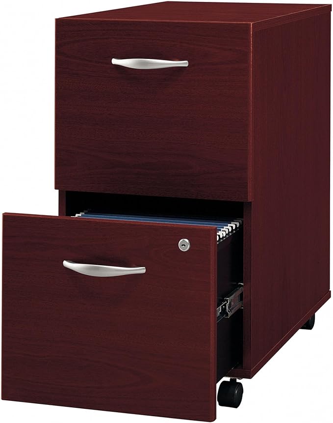 Bush Business Furniture Series C 2 Drawer Rolling File Cabinet in Mahogany - Assembled, Mobile Document Storage for Home or Professional Office