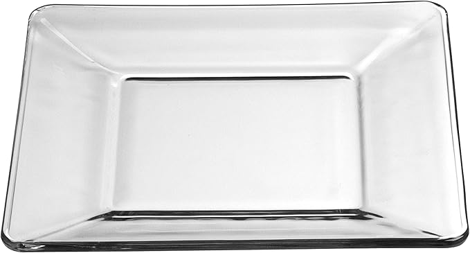 Libbey Tempered Glass Dinnerware Set, Sleek Square Clear Glass Plates and Bowls Set of 12, Dishwasher Safe Dinnerware for Parties or Everyday Use