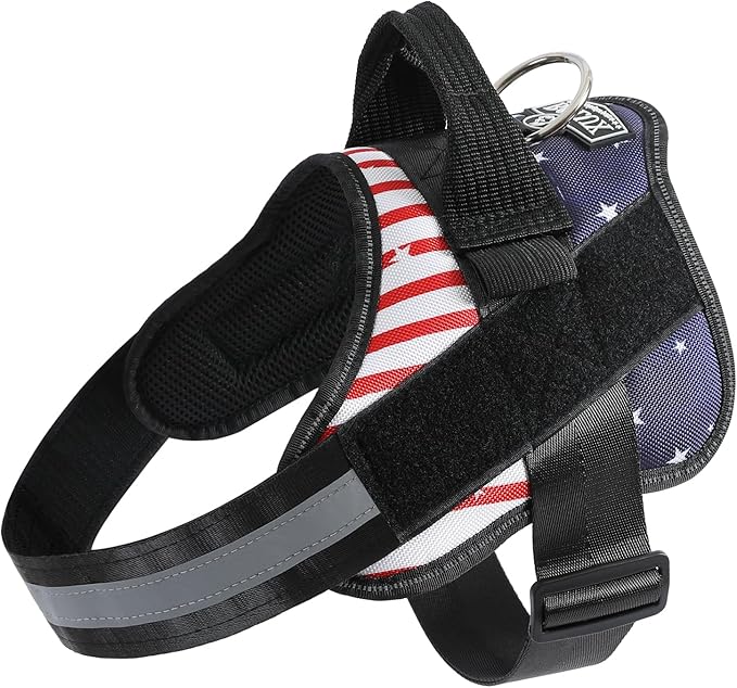 Bolux Dog Harness, No-Pull Reflective Dog Vest, Breathable Adjustable Pet Harness with Handle for Outdoor Walking - No More Pulling, Tugging or Choking (Flag, Small)