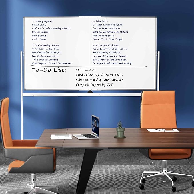Large Rolling Whiteboard on Wheels, 72" x 40" Double-Sided Mobile White Board with Stand, Portable Standing Magnetic Dry Erase Board Easel for Home Office Classroom School, Silver
