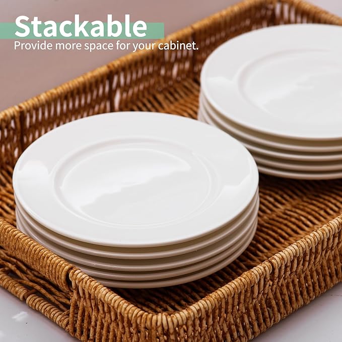 OMAYKEY 6 Inch Ceramic Dessert Plates Set of 18, Small Salad Plates, Porcelain Round Shaped Dinner Plates, Appetizer Plates for Cake Waffles Snacks Side Dish, Oven Microwave Dishwasher Safe, White