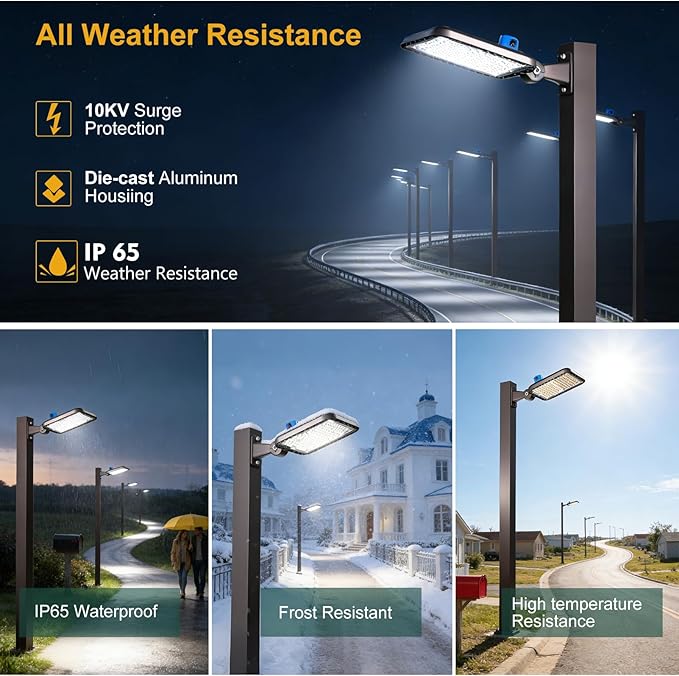 150W LED Parking Lot Lighting (22500Lm Eqv 600W HID/HPS) Arm Mount Parking Lot Lights with Photocell Dusk to Dawn, Outdoor Waterproof LED Street Light 𝟕 𝐘𝐞𝐚𝐫𝐬 𝐖𝐚𝐫𝐫𝐚𝐧𝐭𝐲 4Pack