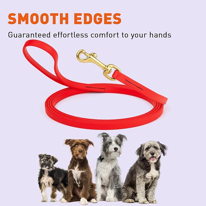 Viper Biothane K9 Working Dog Leash Waterproof Lead for Tracking Training Schutzhund Odor-Proof Long Line with Solid Brass Snap for Puppy Medium and Large Dogs, 10ft Cherry Red