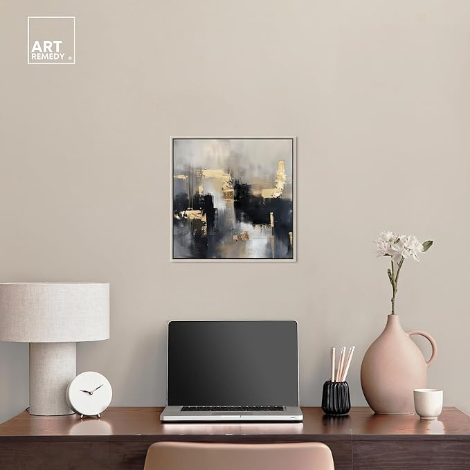 Art Remedy Daring Canvas Colorful Abstract Wall Art, Silver Frame, 16" x 16"