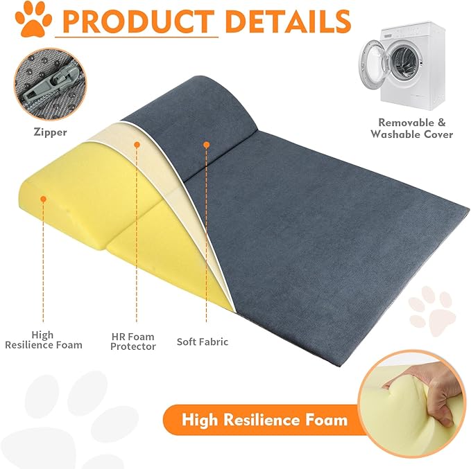 Dog Bolster Pillow for Large Dog, Benefit for Cervical Vertebra and Neck, Headrest with High Resilience Foam, Easy to Carry, Machine Washable Cover竊낰asy to Clean(Large)