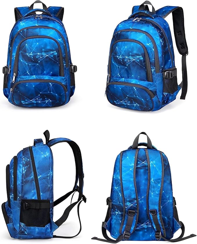 BLUEFAIRY Boys Backpacks Set with Lunch Bag for Kids Primary Elementary School Bags for Teens Middle Book Bags with Insulated Lunch Box for Adolescentes Back to School Travel Aged 8-10 Blue18