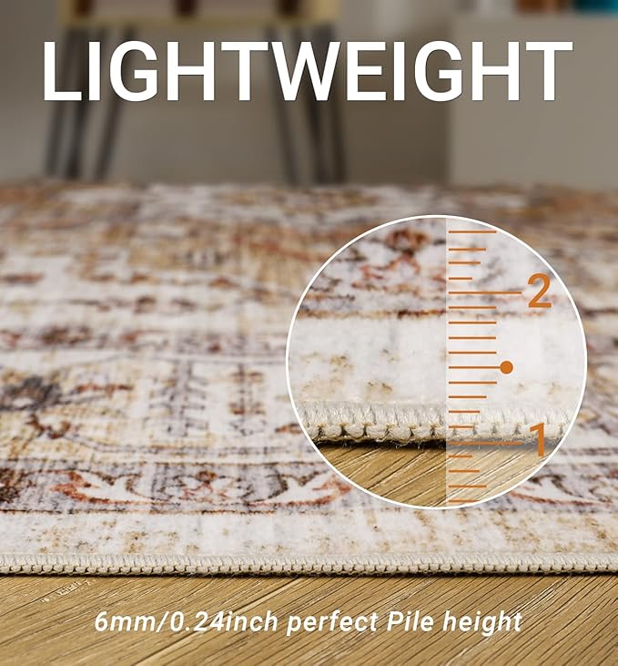 2.6'x8'Non Slip Runner Rugs - Runners for hallways, Kitchen,Entryway,Stain Resistant Washable Rugs for Bedroom, Indoor Vintage Area Rugs (Turmeric/Grey,2.6'x8')